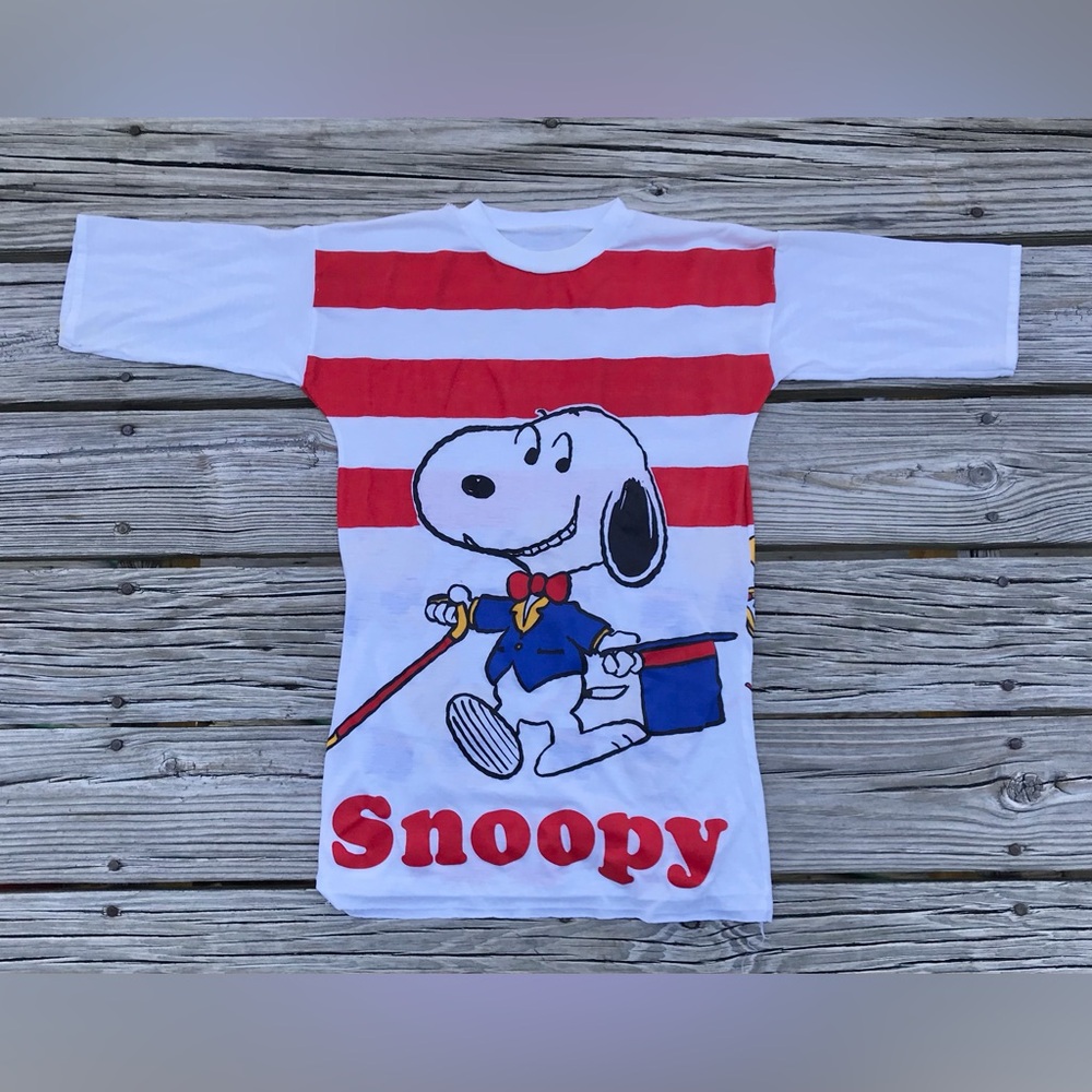 VINTAGE 80’s Girls PEANUTS Snoopy Woodstock Nightgown Pajama Shirt Dress PJs